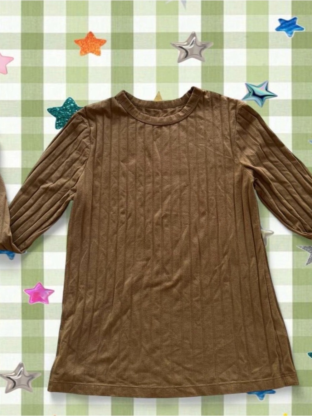 a new day Ribbed long sleeve Top in Warm Brown